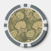 William Morris Chrysanthemum Sage Flower Poker Chips (Voorkant)
