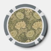 William Morris Chrysanthemum Sage Flower Poker Chips (Achterkant)