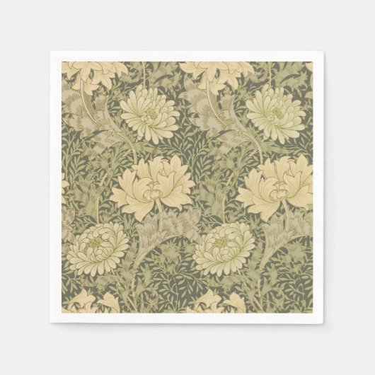 William Morris Chrysanthemum Sage Flower Servet (Voorkant)