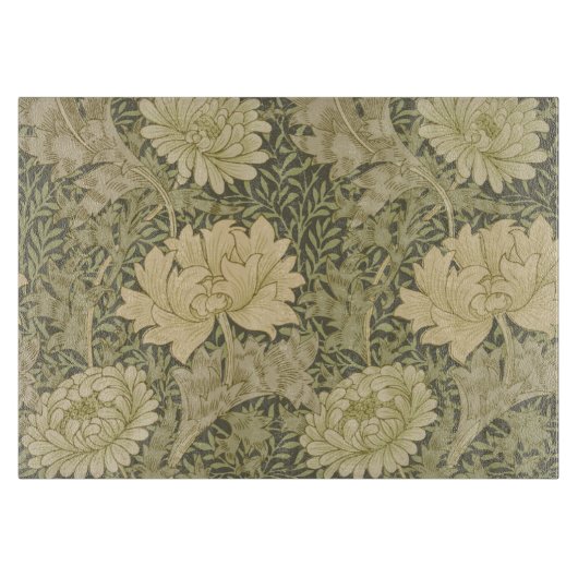 William Morris Chrysanthemum Sage Flower Snijplank (Voorkant)