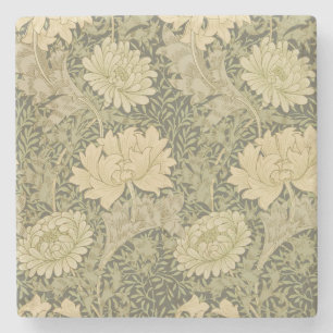 William Morris Chrysanthemum Sage Flower Stenen Onderzetter