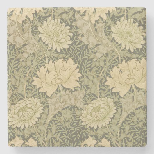 William Morris Chrysanthemum Sage Flower Stenen Onderzetter (Voorkant)