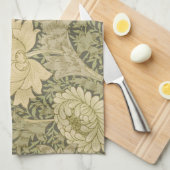 William Morris Chrysanthemum Sage Flower Theedoek (Quarter Fold)