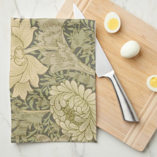 William Morris Chrysanthemum Sage Flower Theedoek (Quarter Fold)