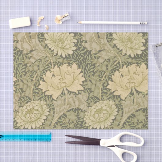 William Morris Chrysanthemum Sage Flower Tissuepapier (Craft)