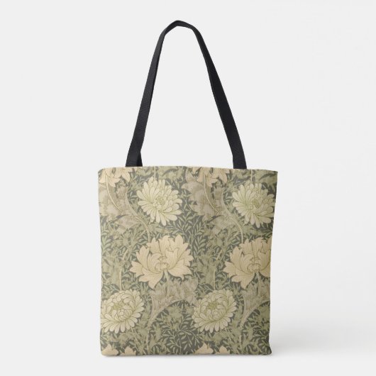 William Morris Chrysanthemum Sage Flower Tote Bag (Achterkant)