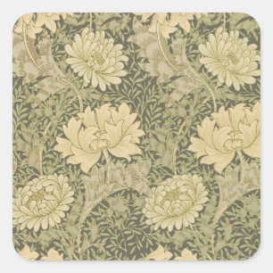 William Morris Chrysanthemum Sage Flower Vierkante Sticker
