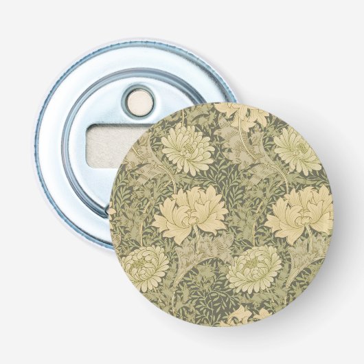 William Morris Chrysanthemum Salie Bloem Button Flesopener (Voorkant)