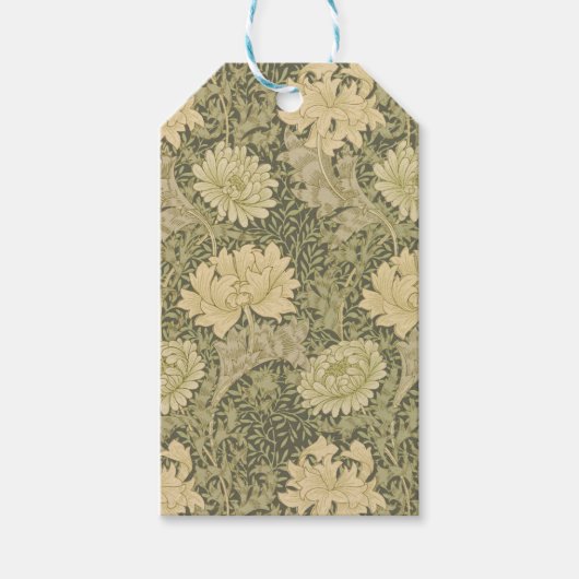 William Morris Chrysanthemum Salie Bloem Cadeaulabel (Voorkant)
