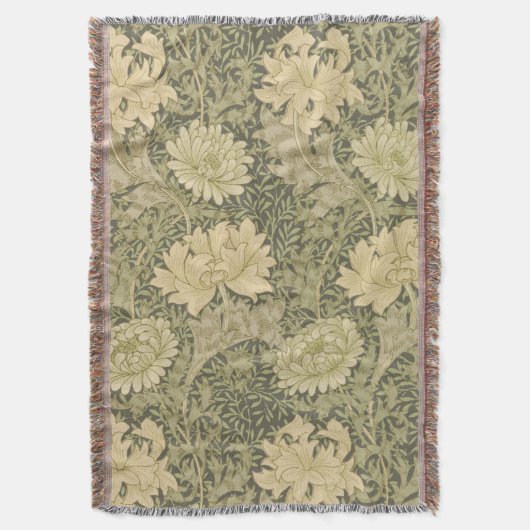 William Morris Chrysanthemum Salie Bloem Deken (Voorkant Verticaal)