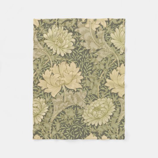 William Morris Chrysanthemum Salie Bloem Fleece Deken (Voorkant)