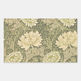 William Morris Chrysanthemum Salie Bloem Rechthoekige Sticker