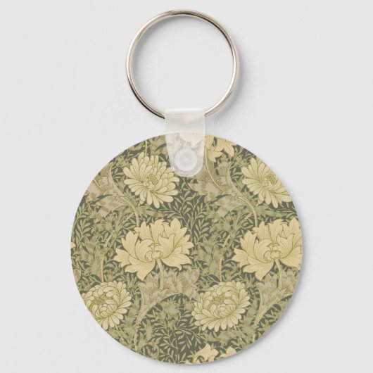 William Morris Chrysanthemum Salie Bloem Sleutelhanger (Voorkant)