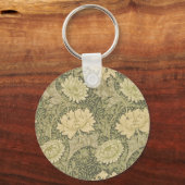William Morris Chrysanthemum Salie Bloem Sleutelhanger (Voorkant)