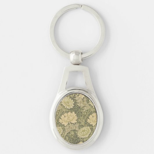 William Morris Chrysanthemum Salie Bloem Sleutelhanger (Voorkant)