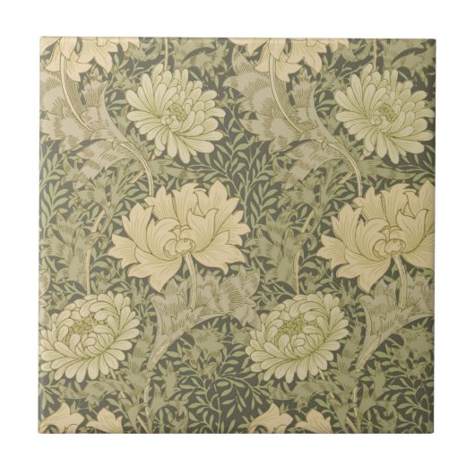 William Morris Chrysanthemum Salie Bloem Tegeltje (Voorkant)