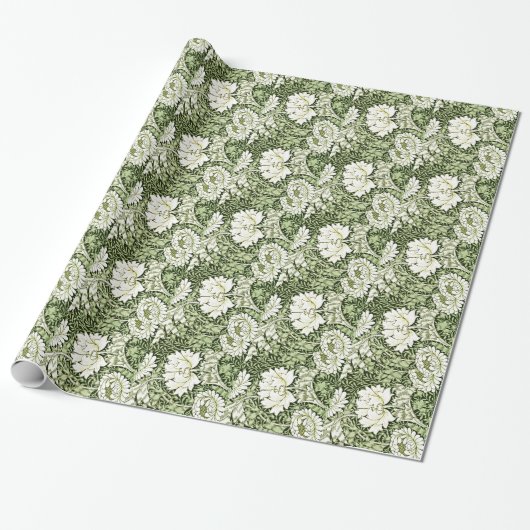 William Morris - Chrysanthemumpatroon Cadeaupapier (Uitgerold)