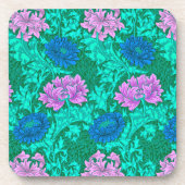 William Morris Chrysanthemums, Aqua en Violet Bier Onderzetter (Voorkant)