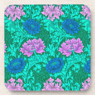 William Morris Chrysanthemums, Aqua en Violet Bier Onderzetter