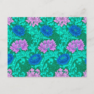 William Morris Chrysanthemums, Aqua en Violet Briefkaart