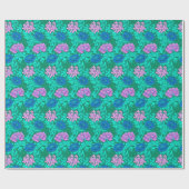 William Morris Chrysanthemums, Aqua en Violet Cadeaupapier (Vlak)