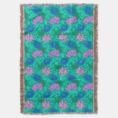 William Morris Chrysanthemums, Aqua en Violet Deken (Voorkant Verticaal)