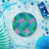 William Morris Chrysanthemums, Aqua en Violet Papieren Bordje (Feest)