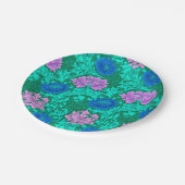 William Morris Chrysanthemums, Aqua en Violet Papieren Bordje (Gekanteld)
