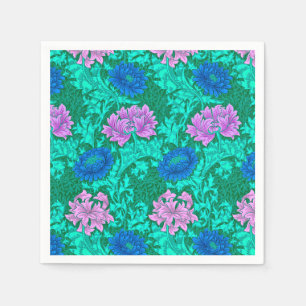 William Morris Chrysanthemums, Aqua en Violet Servet