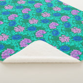William Morris Chrysanthemums, Aqua en Violet Sherpa Deken (3/4)