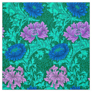 William Morris Chrysanthemums, Aqua en Violet Stof