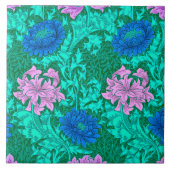 William Morris Chrysanthemums, Aqua en Violet Tegeltje (Voorkant)