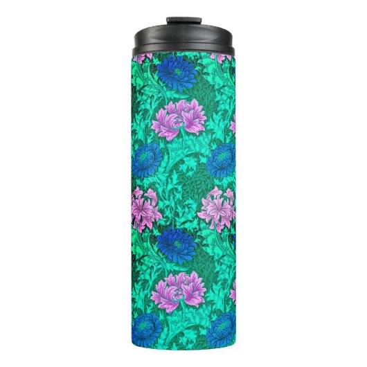 William Morris Chrysanthemums, Aqua en Violet Thermosbeker (Voorkant)