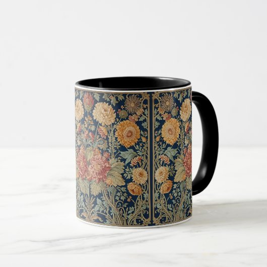 William Morris Chrysanthemums Art Nouveau bloemmo Mok (Voorkant rechts)