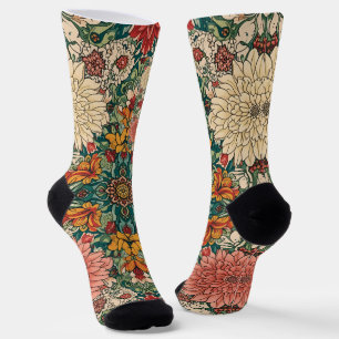William Morris Chrysanthemums Art Nouveau bloemmo Sokken