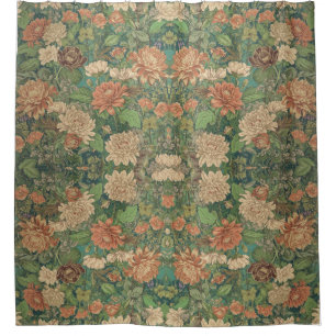 William Morris Chrysanthemums Art Nouveau bloemmot Douchegordijn