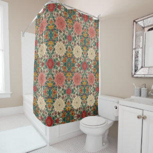 William Morris Chrysanthemums Art Nouveau bloemmot Douchegordijn