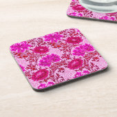 William Morris Chrysanthemums, Bourgogne en roze Bier Onderzetter (Linkerzijde)