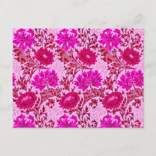 William Morris Chrysanthemums, Bourgogne en roze Briefkaart