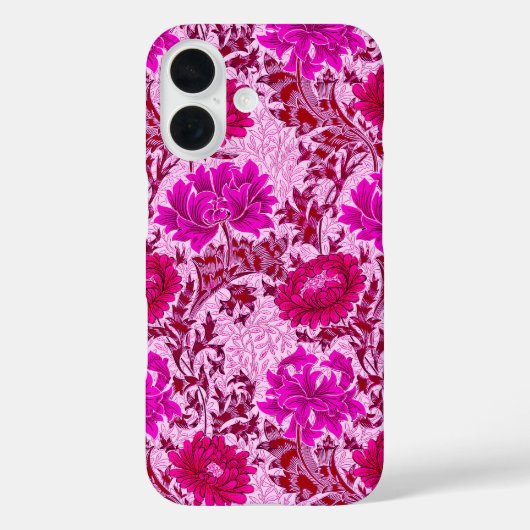 William Morris Chrysanthemums, Bourgogne en roze Case-Mate iPhone Case (Achterkant)