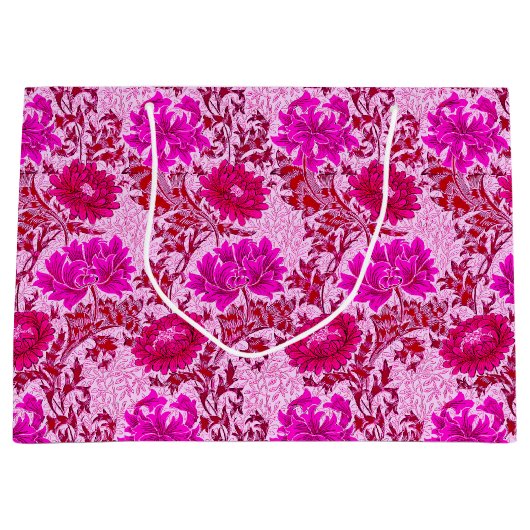 William Morris Chrysanthemums, Bourgogne en roze Groot Cadeauzakje (Voorkant)