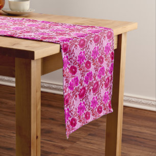 William Morris Chrysanthemums, Bourgogne en roze Korte Tafelloper