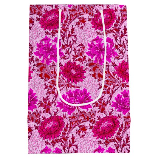 William Morris Chrysanthemums, Bourgogne en roze Medium Cadeauzakje (Achterkant)