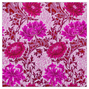 William Morris Chrysanthemums, Bourgogne en roze Stof