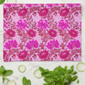 William Morris Chrysanthemums, Bourgogne en roze Theedoek (Gevouwen)