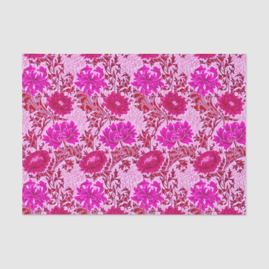 William Morris Chrysanthemums, Bourgogne en roze Tissuepapier (Voorkant)