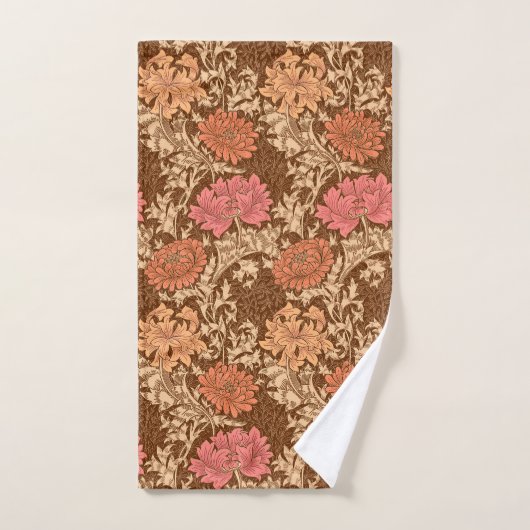 William Morris Chrysanthemums, Brown en Rust Bad Handdoek (Handdoek)
