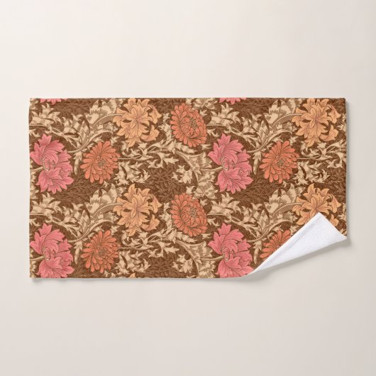 William Morris Chrysanthemums, Brown en Rust Bad Handdoek (Handdoek)