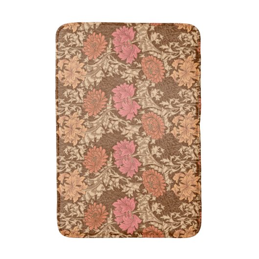 William Morris Chrysanthemums, Brown en Rust Bath Badmat (Voorkant Verticaal)