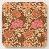 William Morris Chrysanthemums, Brown en Rust Bier Onderzetter (Voorkant)